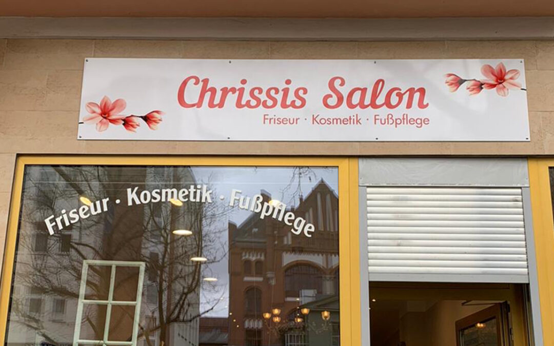 Chrissis Salon Fensterbeschriftung und Beschilderung