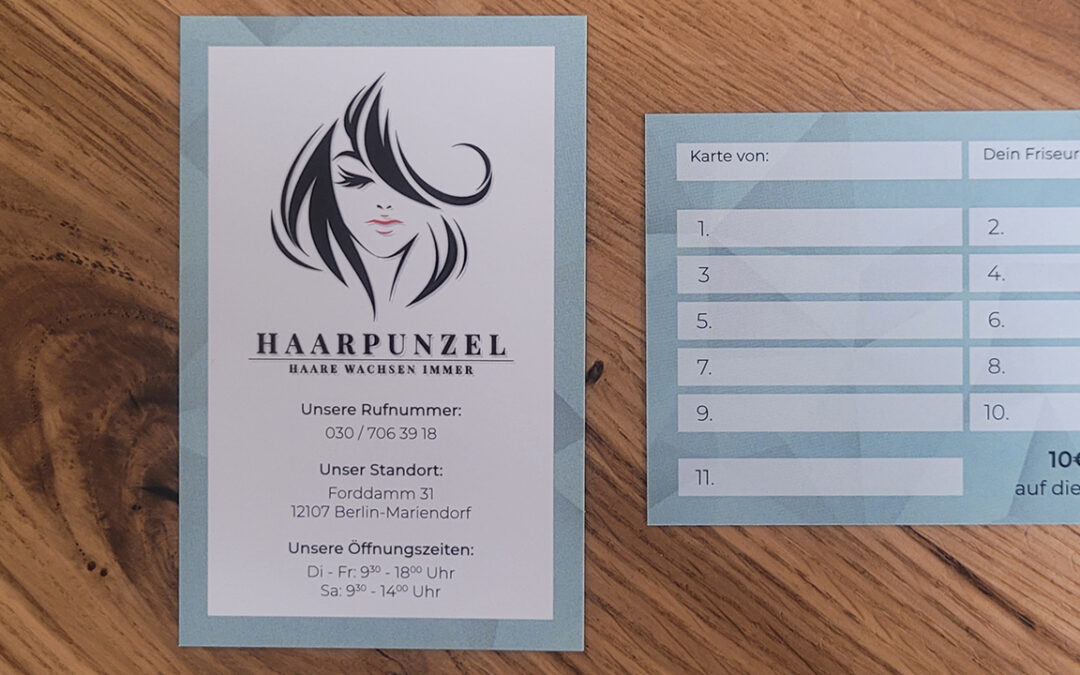Haarpunzel Visitenkarte und Werbeflyer